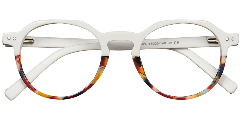 Acetate Oval Frame pattern-white