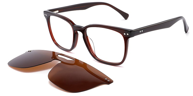 Acetate Square Clip-Ons Frame brown