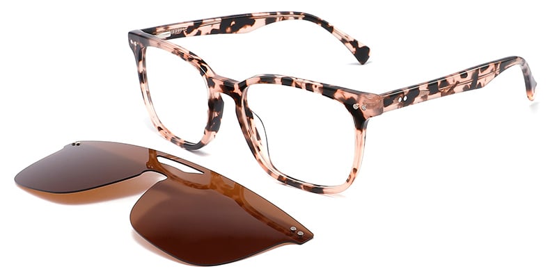 Acetate Square Clip-Ons Frame pattern-pink