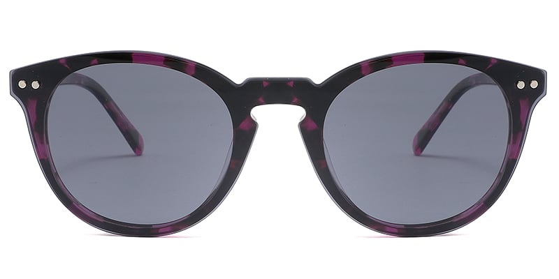 Acetate Oval Clip-Ons Frame pattern-purple