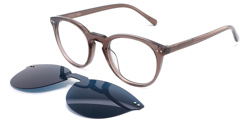 Acetate Oval Clip-Ons Frame translucent-brown