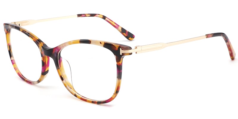 Acetate Oval Frame pattern-yellow