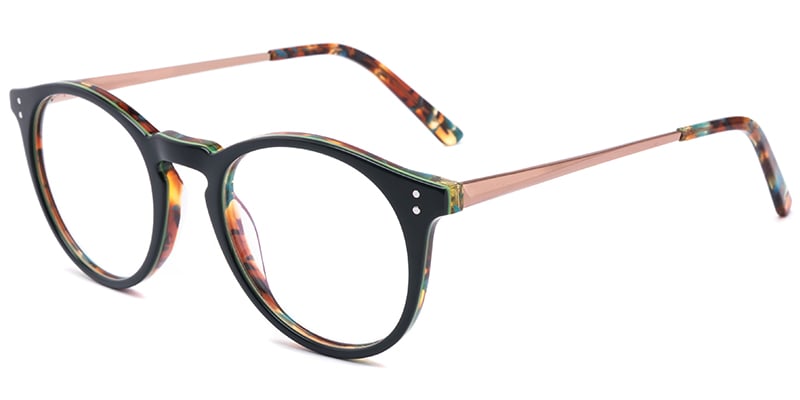 Acetate Oval Frame pattern-black