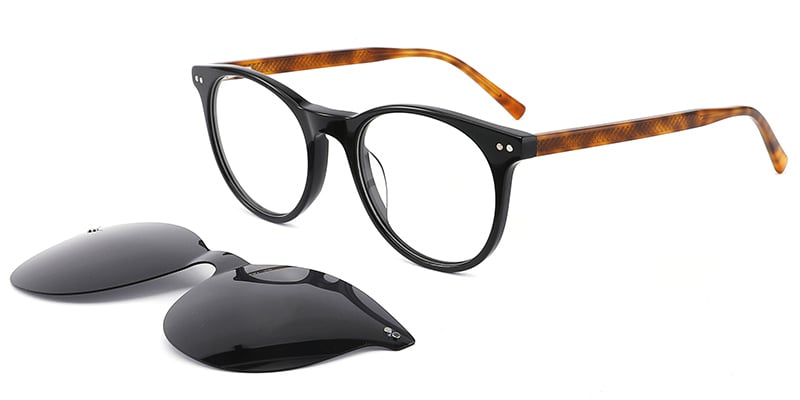 Acetate Oval Frame pattern-black