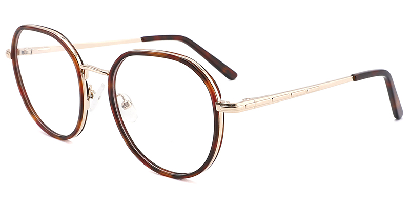 Acetate Round Frame pattern-brown