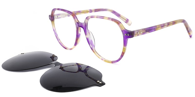 Acetate Oval Frame pattern-purple