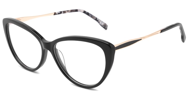 Acetate Metal Cat Eye Frame black