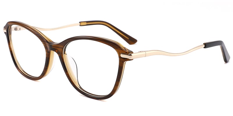 Acetate Metal Cat Eye Frame brown