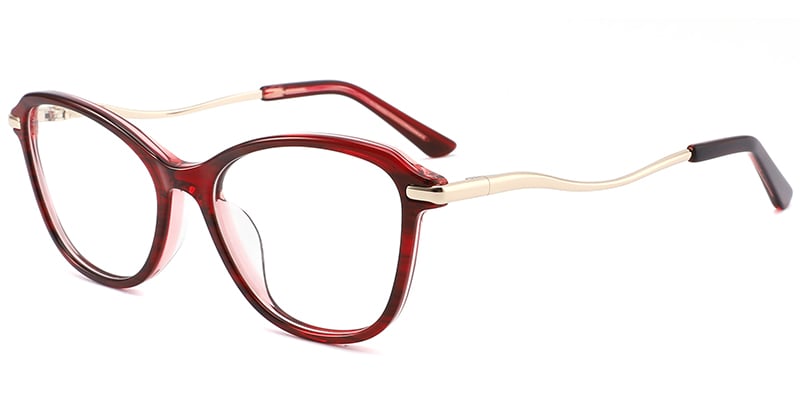 Acetate Metal Cat Eye Frame red