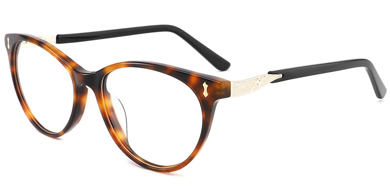 Acetate Metal Oval Frame tortoiseshell