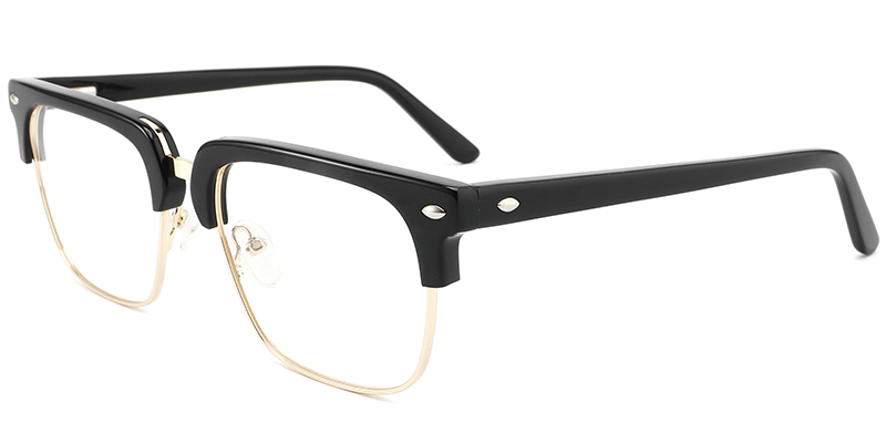 Acetate;Metal Browline Frame black