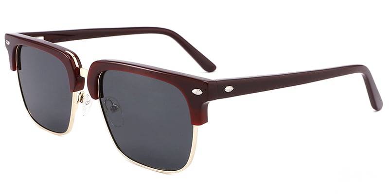 Acetate;Metal Browline Frame wine_red