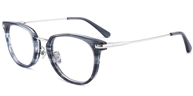 Acetate Oval Frame pattern-blue