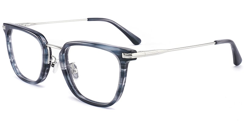 Acetate Rectangle Frame pattern-blue