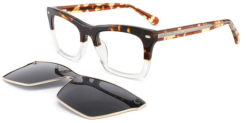 Acetate Rectangle Frame translucent-tortoiseshell