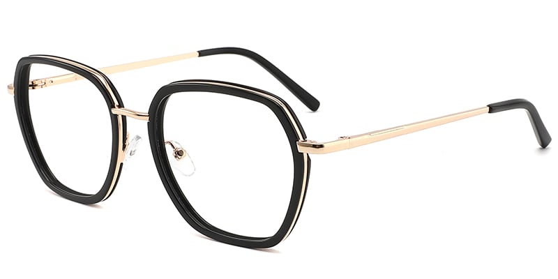 Acetate Square Frame black-gold