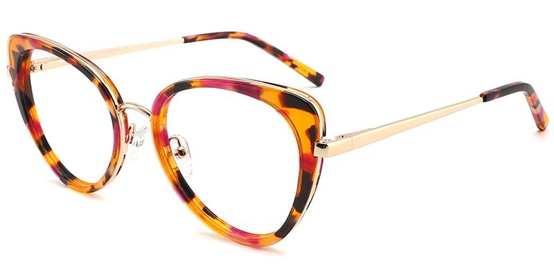 Acetate Cat Eye Frame pattern-orange