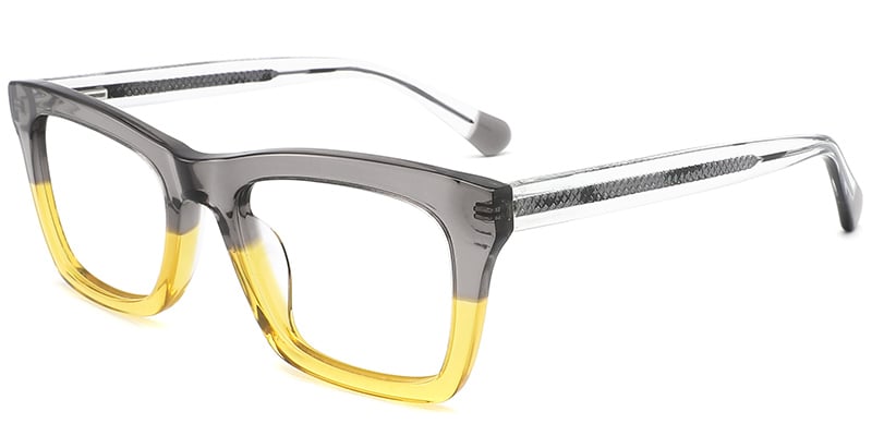 Acetate Rectangle Frame pattern-yellow