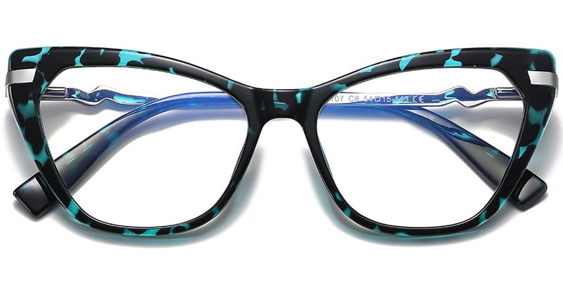 Cat Eye Frame pattern-green