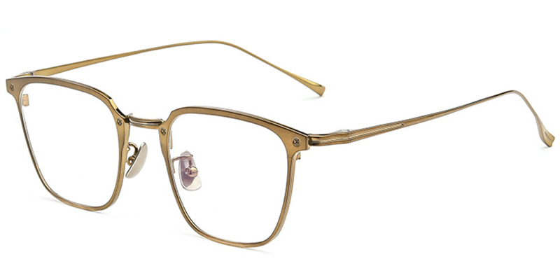 Titanium Rectangle Eyeglasses gold