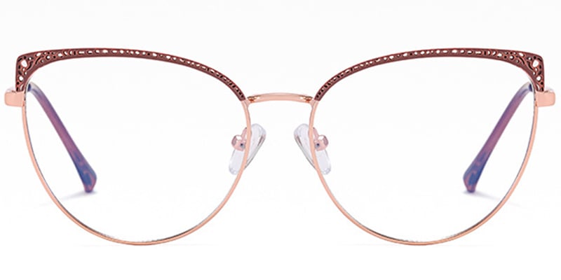 Cat Eye Frame pattern-brown