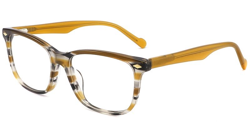 Acetate Rectangle Frame pattern-yellow