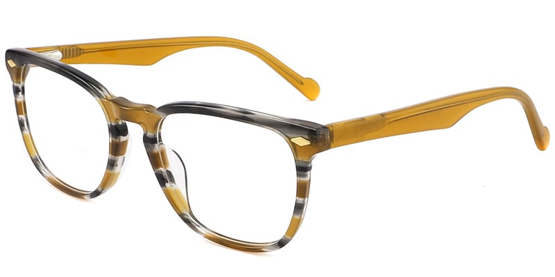 Acetate Rectangle Frame pattern-yellow