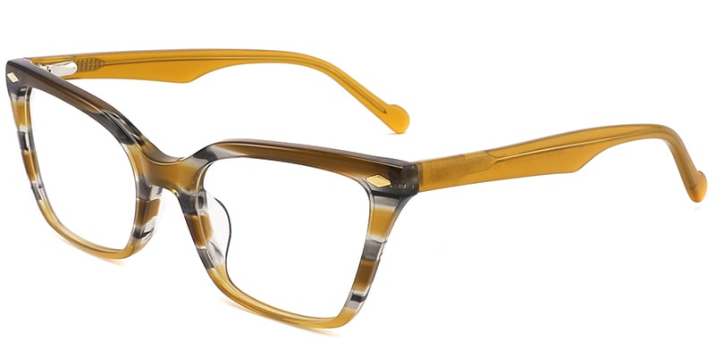 Acetate Cat Eye Frame pattern-yellow