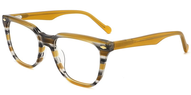 Acetate Rectangle Frame pattern-yellow