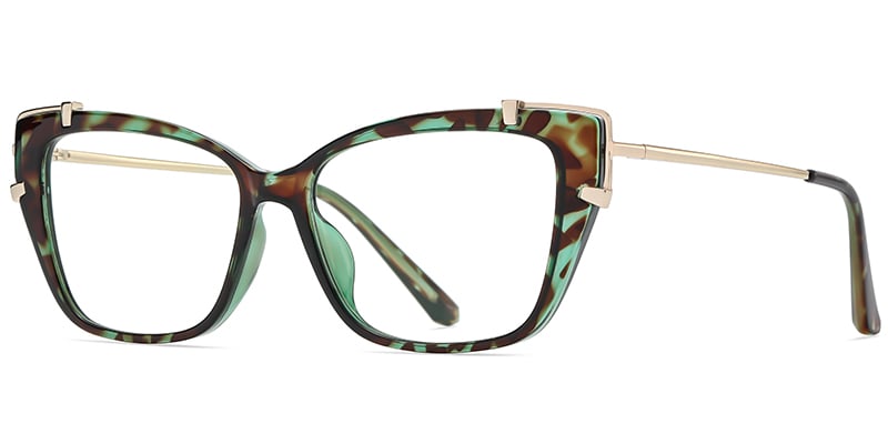 Cat Eye Frame pattern-green