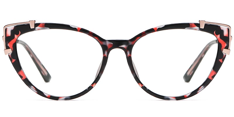 Cat Eye Frame pattern-red