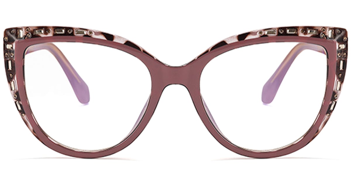 Cat Eye Frame pattern-brown