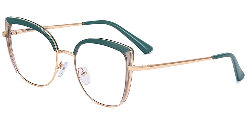 Cat Eye Frame pattern-green