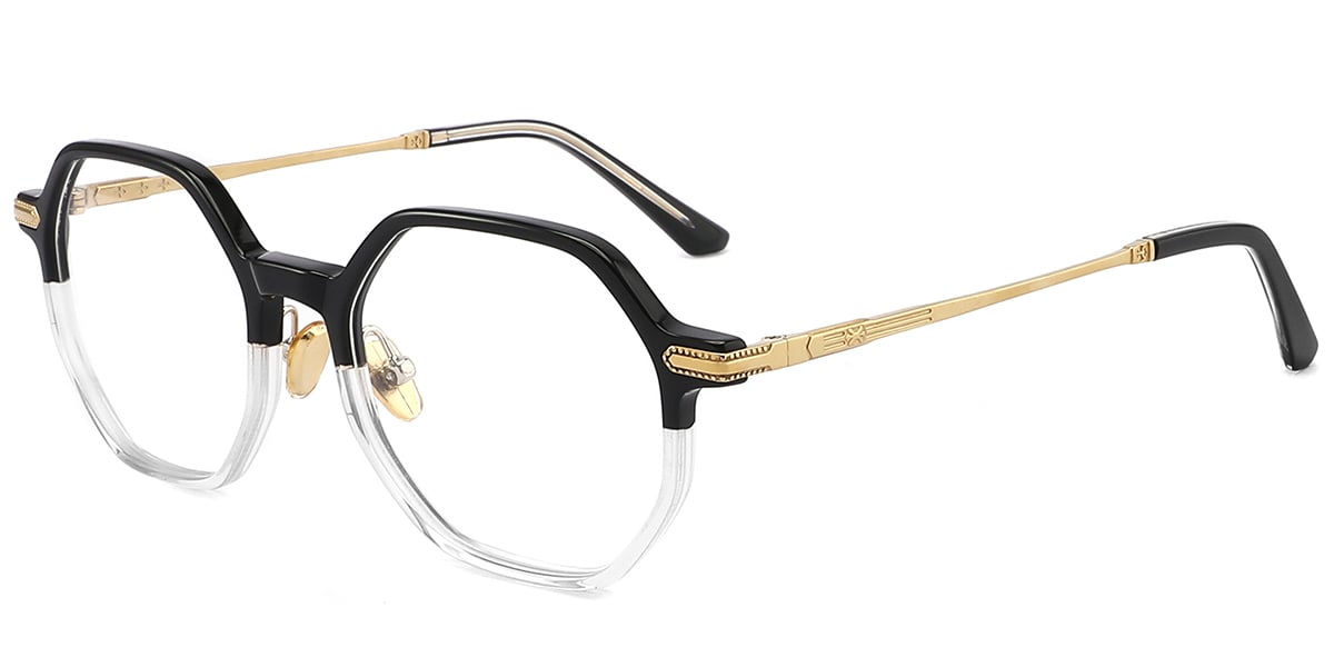 Titanium&Acetate Geometric Frame pattern-black