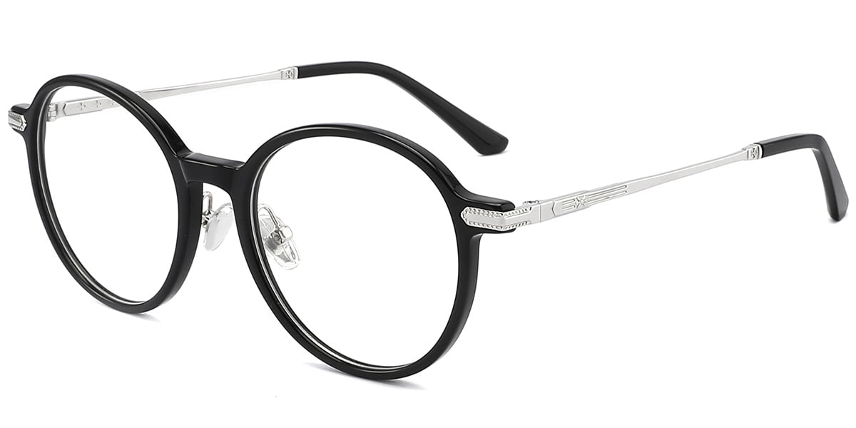 Titanium&Acetate Oval Frame black-silver