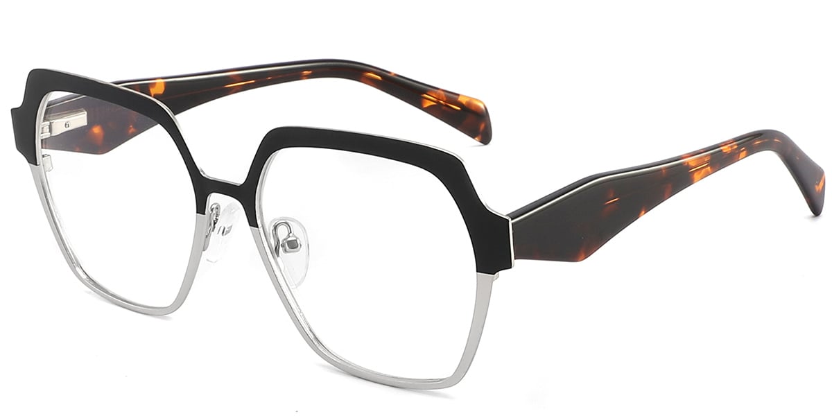 Acetate Square Frame black-silver