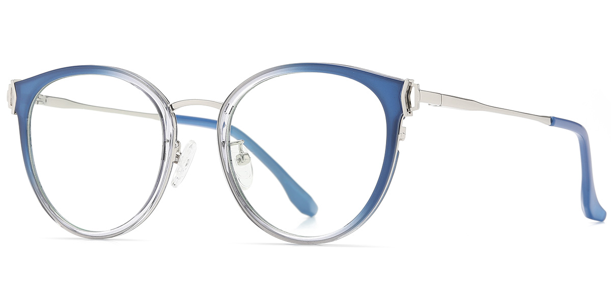 Cat Eye Frame pattern-blue