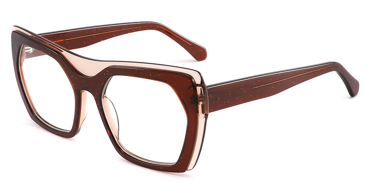 Acetate Geometric Frame translucent-brown