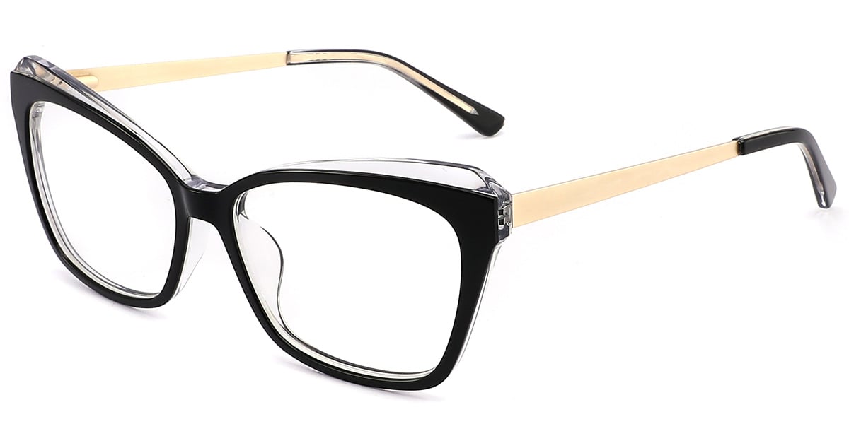 Acetate Square Cat Eye Frame black