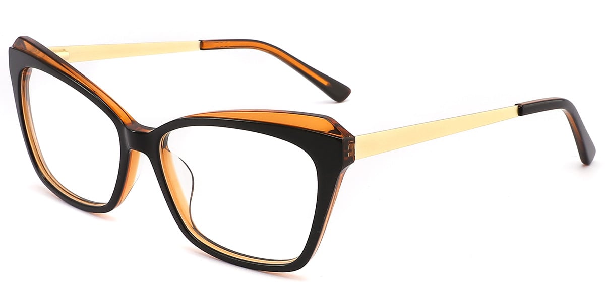 Acetate Square Cat Eye Frame pattern-black