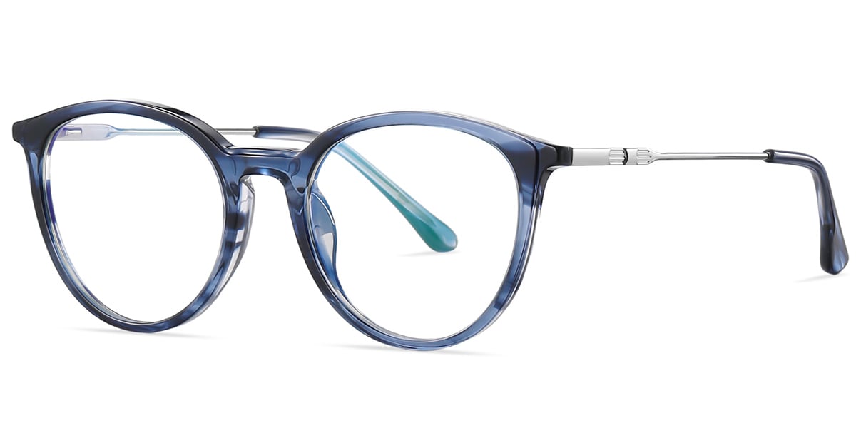 Acetate Round Frame pattern-blue