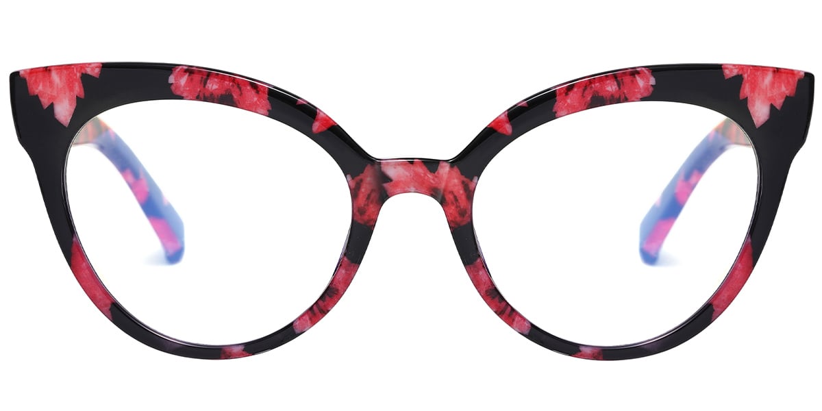 Cat Eye Frame pattern-red