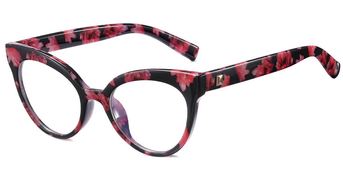 Cat Eye Frame pattern-red