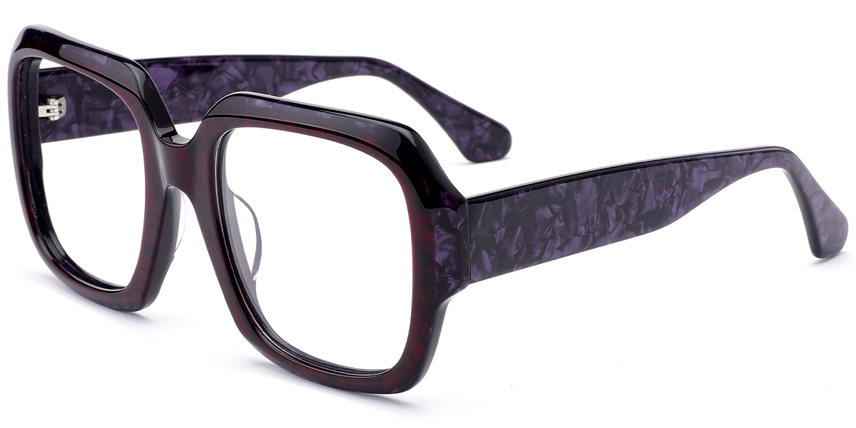 Acetate Square Frame pattern-purple