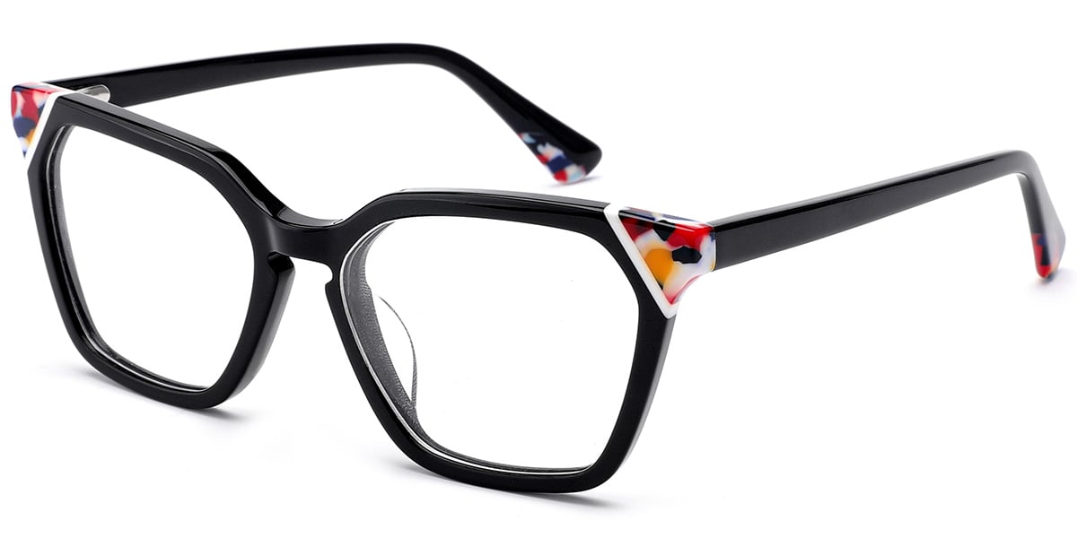 Acetate Square Frame pattern-black