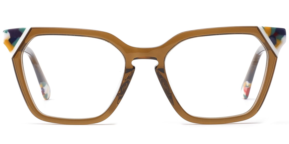 Acetate Square Frame pattern-brown