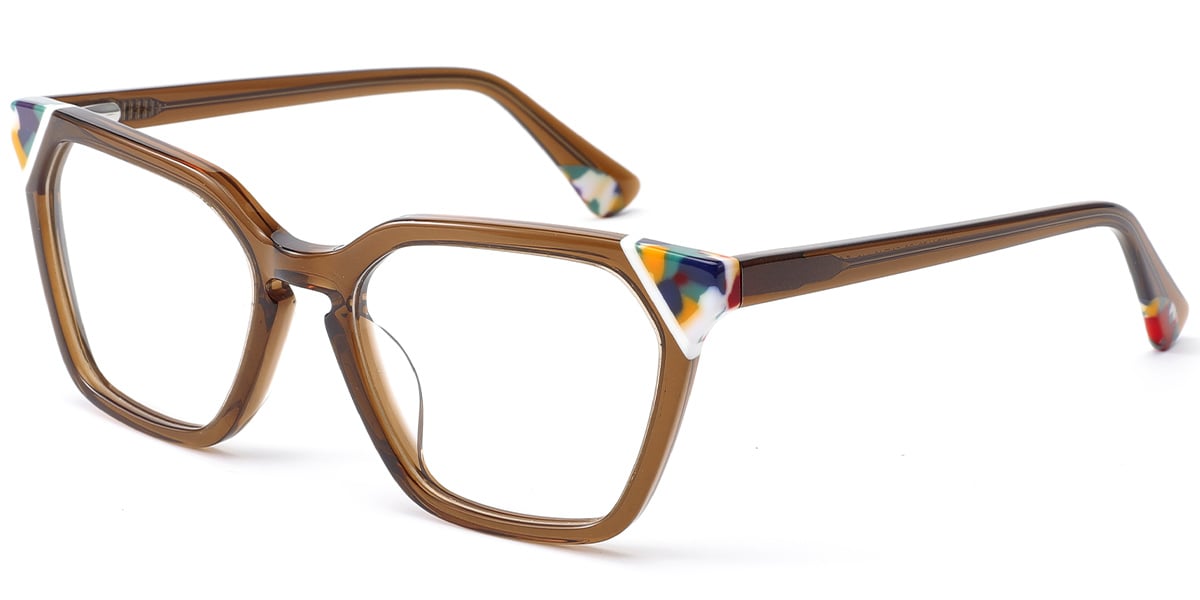 Acetate Square Frame pattern-brown