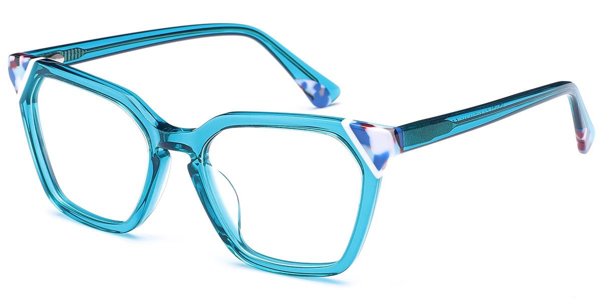 Acetate Square Frame pattern-blue