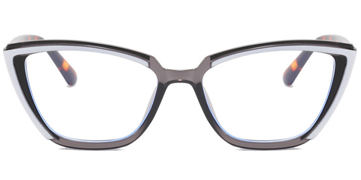 Cat Eye Frame pattern-white