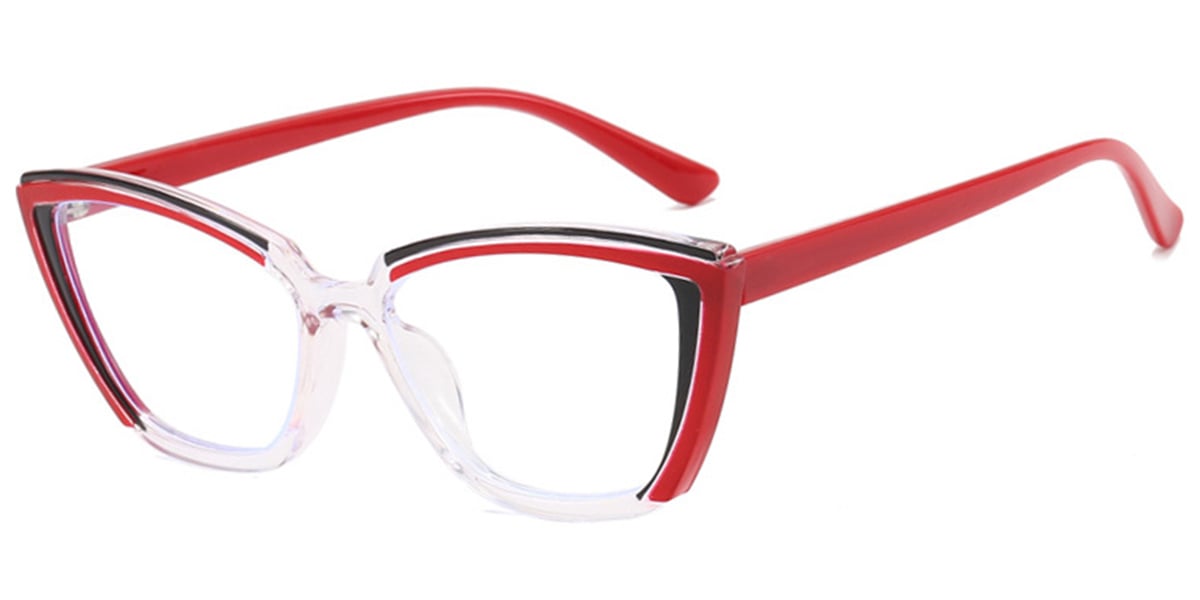 Cat Eye Frame pattern-red